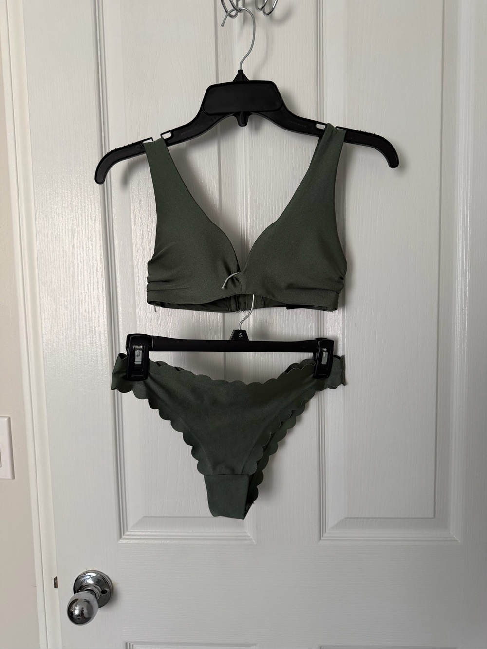 H&M Olive Green Scallop-Edge Bikini Set